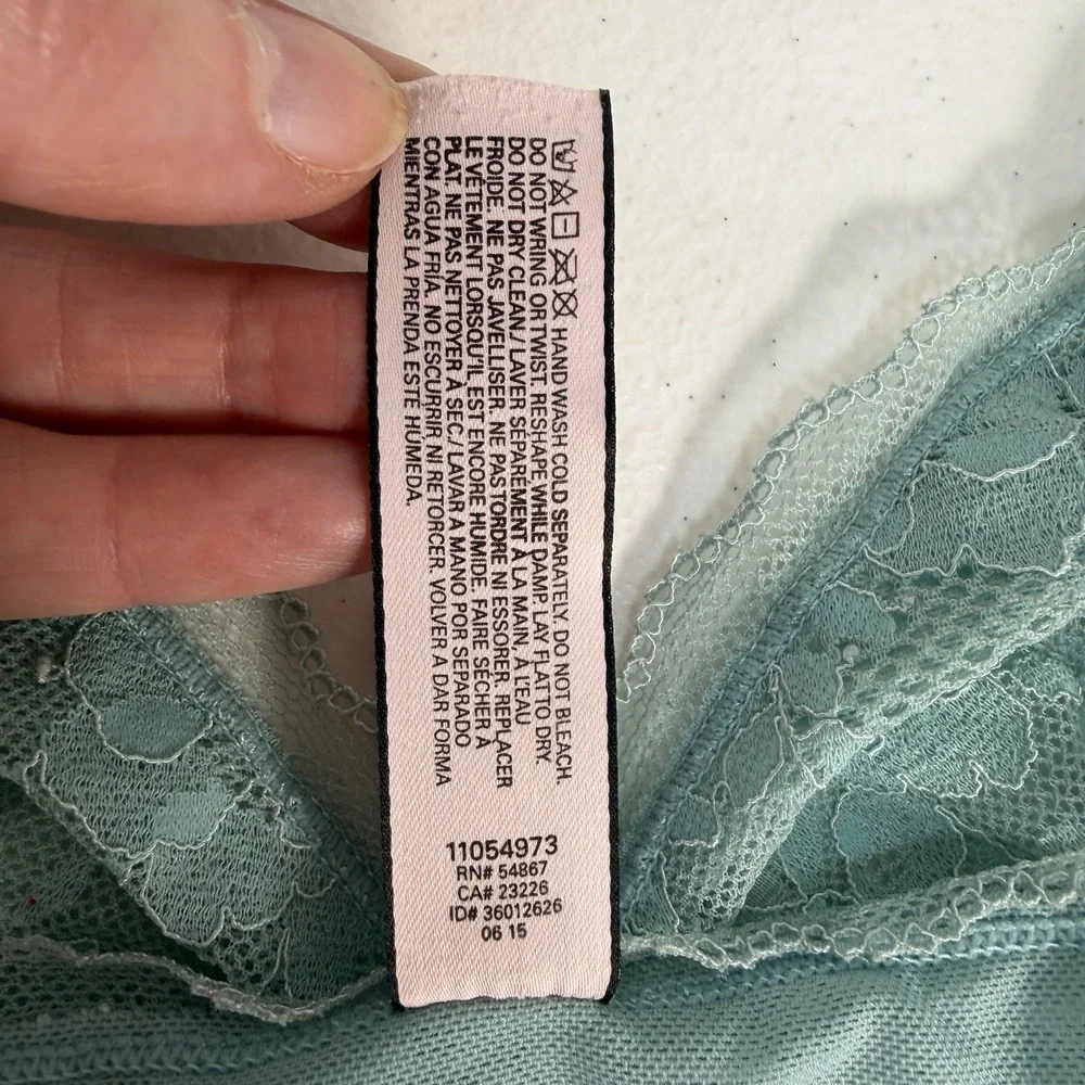 Victoria's‎ Secret M Medium Bralette Bra Light Blue Floral Lace Sheer Mesh Sexy